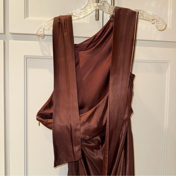 NICHOLAS Galilea High Neck Gold Trim Maxi Dress Espresso 6 - Picture 12 of 16